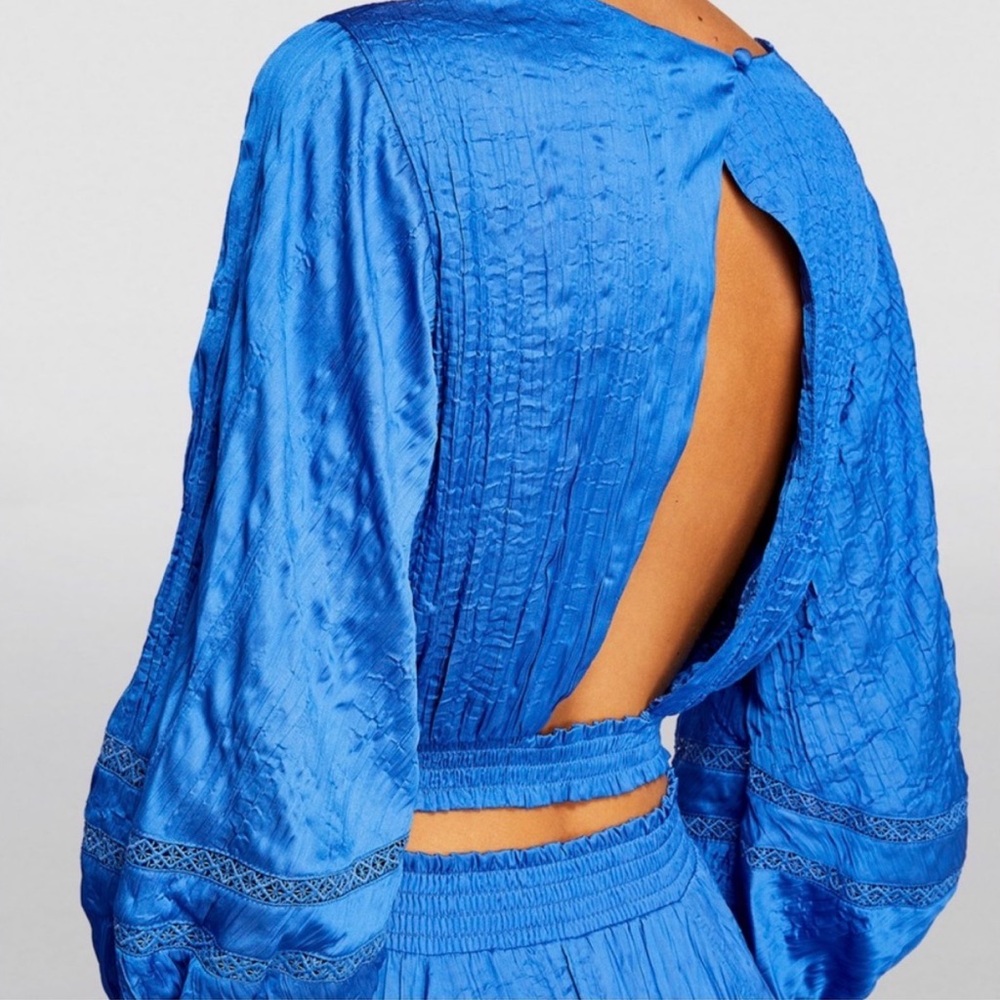 House of Harlow Set Open back blouse Wide leg pants Embroidered Revolve Small